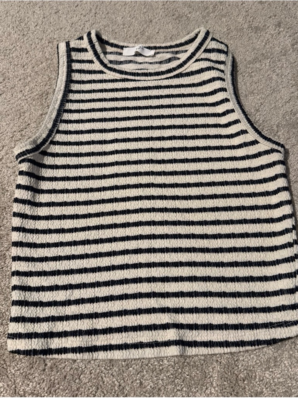 gaze Black and White Striped Knit Crop Tank